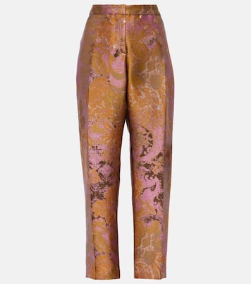 Printed metallic mid-rise straight pants  | Dries Van Noten