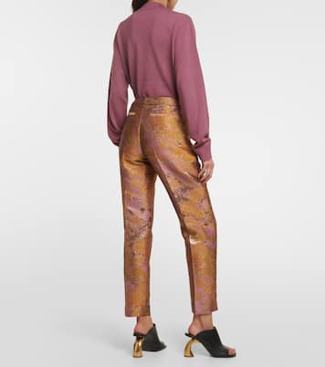 Printed metallic mid-rise straight pants  | Dries Van Noten