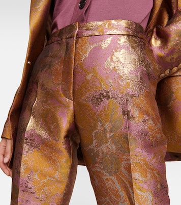 Printed metallic mid-rise straight pants  | Dries Van Noten