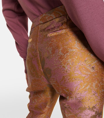 Printed metallic mid-rise straight pants  | Dries Van Noten