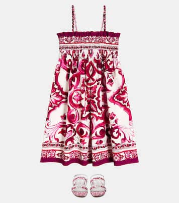 Bedruckte Sandalen Majolica aus Leder | Dolce&Gabbana Kids