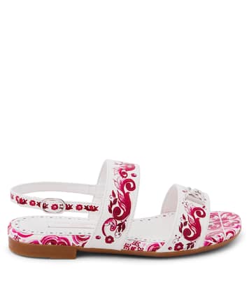 Bedruckte Sandalen Majolica aus Leder | Dolce&Gabbana Kids