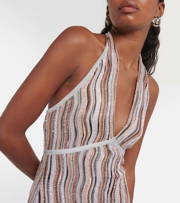 Verziertes Maxikleid aus Häkelstrick | Missoni