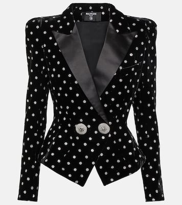 Polka-dot embellished velvet blazer | Balmain