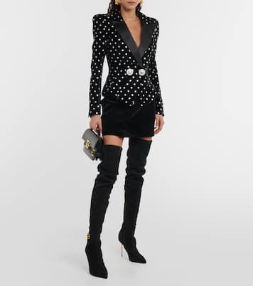 Polka-dot embellished velvet blazer | Balmain