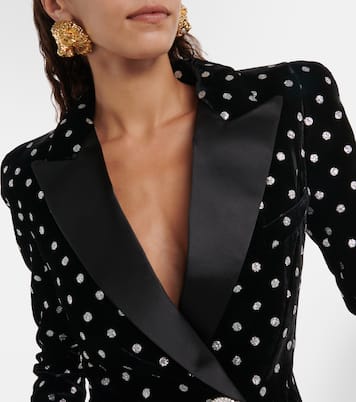 Polka-dot embellished velvet blazer | Balmain