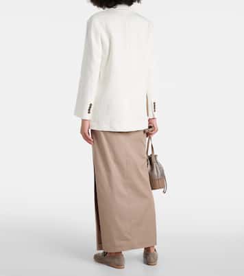 Herringbone cotton and linen blazer | Brunello Cucinelli
