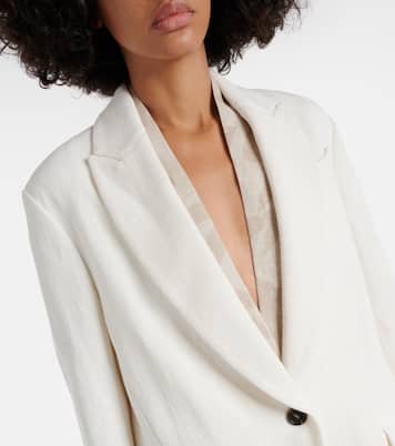 Herringbone cotton and linen blazer | Brunello Cucinelli
