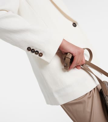 Herringbone cotton and linen blazer | Brunello Cucinelli
