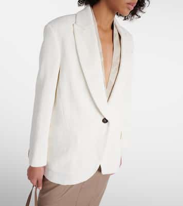 Herringbone cotton and linen blazer | Brunello Cucinelli