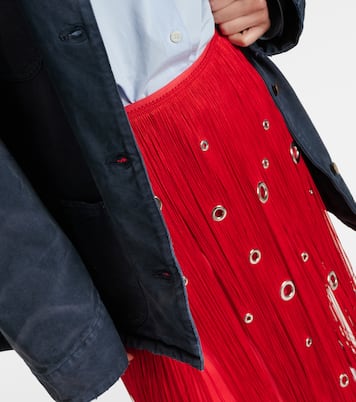 Fringed embellished silk midi skirt | Prada