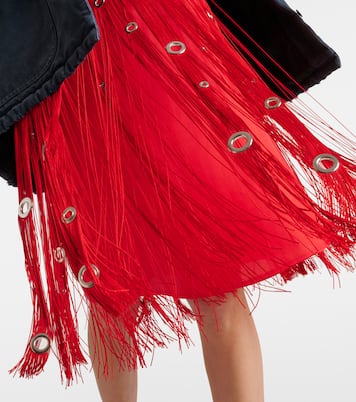 Fringed embellished silk midi skirt | Prada