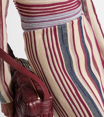 Jupe midi rayée en lin et coton | Bottega Veneta