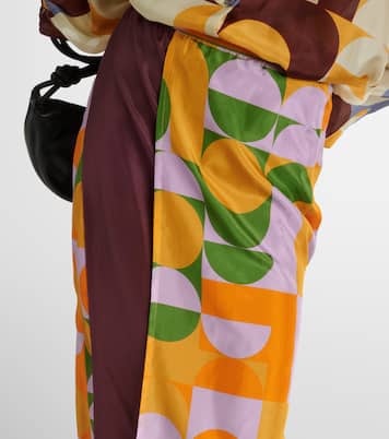 Gonna lunga in raso di seta con stampa | Dries Van Noten
