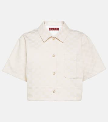Camisa cropped de gabardina con GG | Gucci