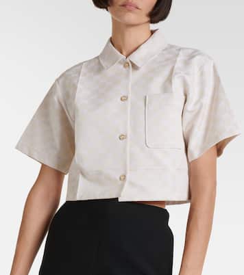 Camisa cropped de gabardina con GG | Gucci