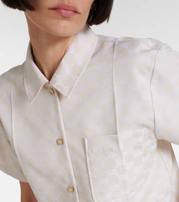 Camisa cropped de gabardina con GG | Gucci