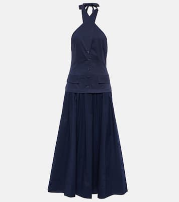 Harrington chino and poplin maxi dress | Staud