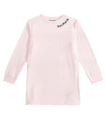 Abito felpa in jersey di cotone con logo | Balmain Kids