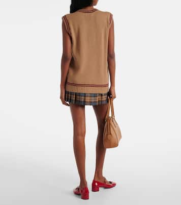 Pull sans manches en laine et cachemire à logo | Prada