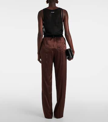 Pantaloni pigiama in raso di misto seta con logo | Tom Ford