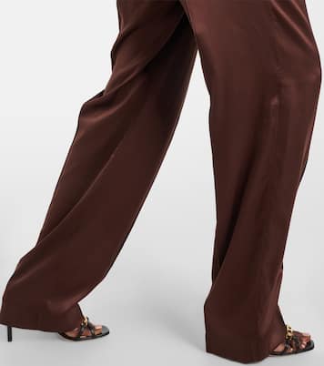 Pantaloni pigiama in raso di misto seta con logo | Tom Ford