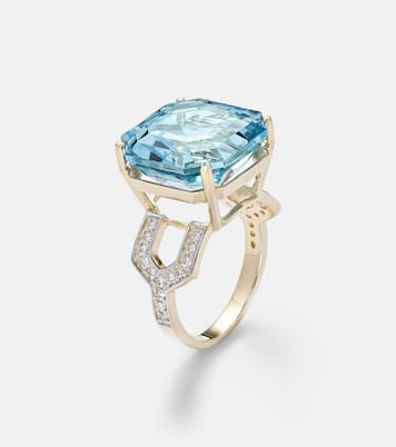 Bague en or 14 ct, diamants et topaze | Mateo