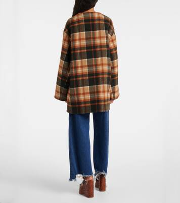 Checked wool and silk coat | Chloé