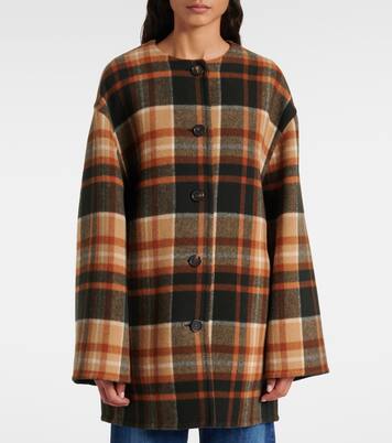 Checked wool and silk coat | Chloé