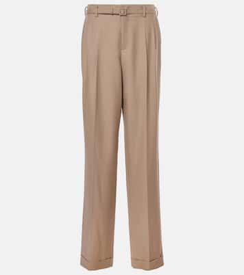 Stamford high-rise wool straight pants | Ralph Lauren Collection