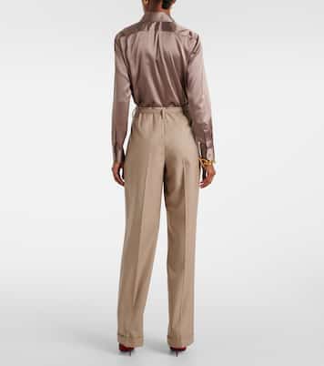 Stamford high-rise wool straight pants | Ralph Lauren Collection