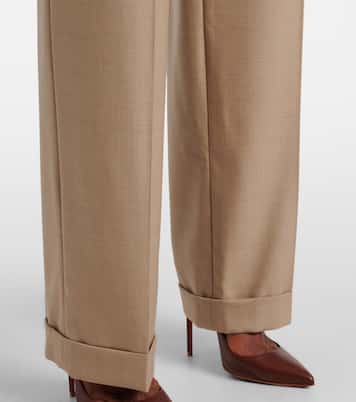 Stamford high-rise wool straight pants | Ralph Lauren Collection