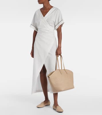 Tote Large aus Raffiabast mit Leder | Brunello Cucinelli
