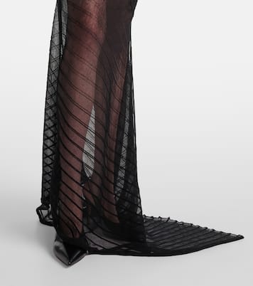 Abito lungo in tulle trasparente arricciato | Victoria Beckham