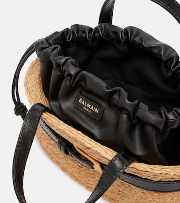Bolso Shuffle Mini de rafia con piel  | Balmain