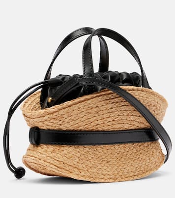 Bolso Shuffle Mini de rafia con piel  | Balmain