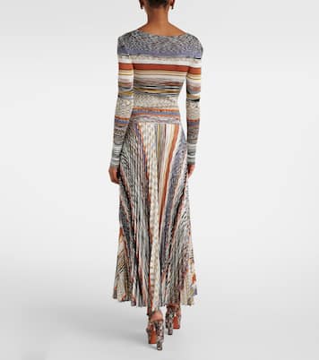 Knitted pleated striped maxi dress | Missoni