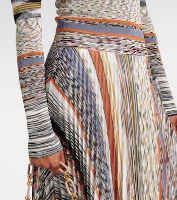 Knitted pleated striped maxi dress | Missoni