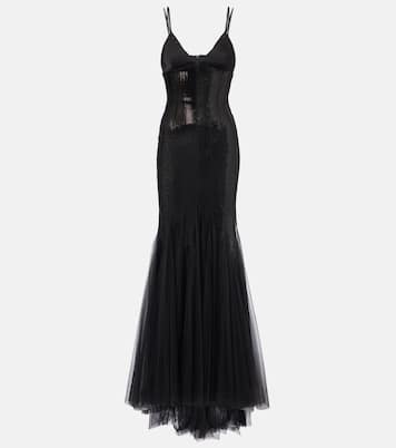 Sequined tulle and satin gown | David Koma