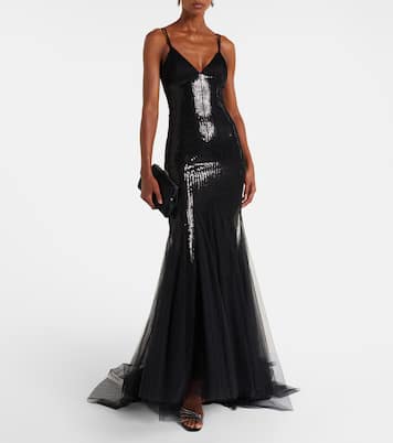 Sequined tulle and satin gown | David Koma