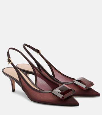 Pumps slingback 55 in mesh con pelle | Gianvito Rossi