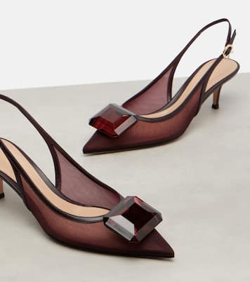 Pumps slingback 55 in mesh con pelle | Gianvito Rossi