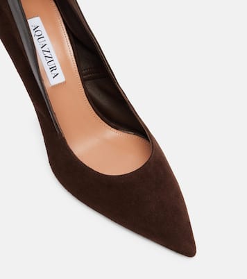Guanto 85 leather-trimmed suede pumps | Aquazzura