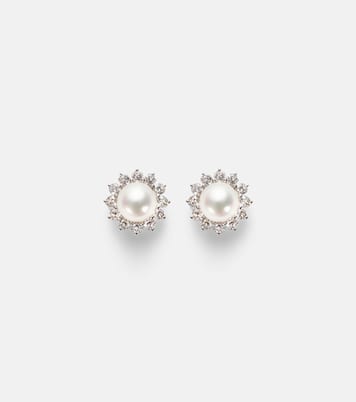 Ohrringe aus 18kt Weißgold mit Diamanten und Akoyaperlen | Mikimoto
