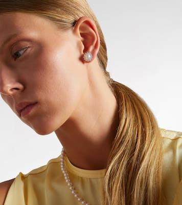 Ohrringe aus 18kt Weißgold mit Diamanten und Akoyaperlen | Mikimoto