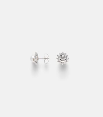Ohrringe aus 18kt Weißgold mit Diamanten und Akoyaperlen | Mikimoto