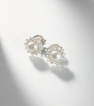 Ohrringe aus 18kt Weißgold mit Diamanten und Akoyaperlen | Mikimoto