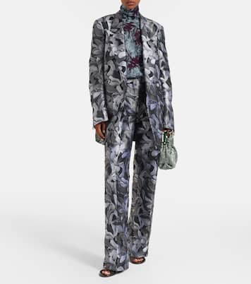 Jacquard high-rise wool straight pants | Dries Van Noten
