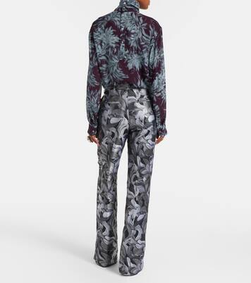 Jacquard high-rise wool straight pants | Dries Van Noten