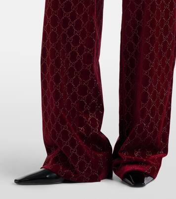 GG cotton velvet wide-leg pants | Gucci